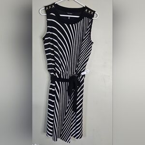 🩵💜White House Black Market Ombre Striped Tie Belt Blouson Dress Size XS💛❤️